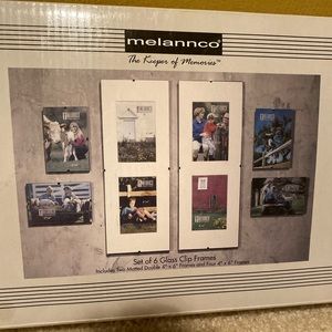 Melannco set of 6 glass clip frames 4" x 6" NWT